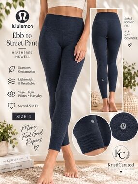 Lululemon Ebb to Street Pant Heathered Inkwell Size 4 Seamless